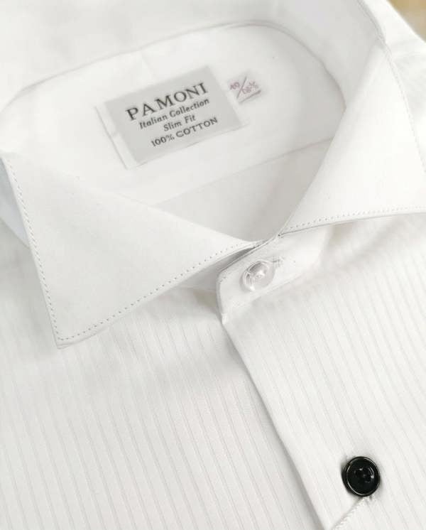 Close-up of a white Tuxedo Shirt