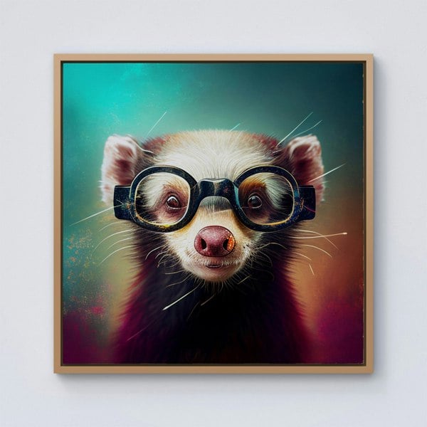 Warren Reed Ferret Splash Art Framed Canvas