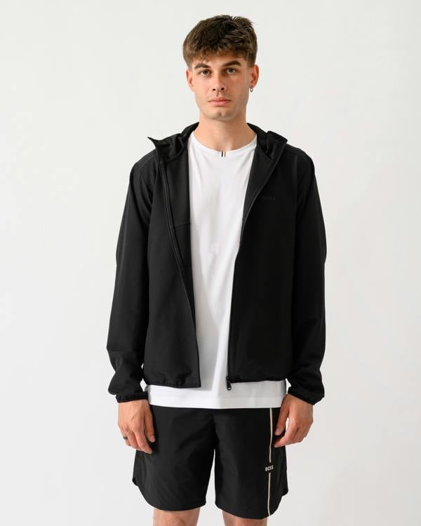 model wearing a BOSS Green CommuterPro Mens Jacket in Black 001