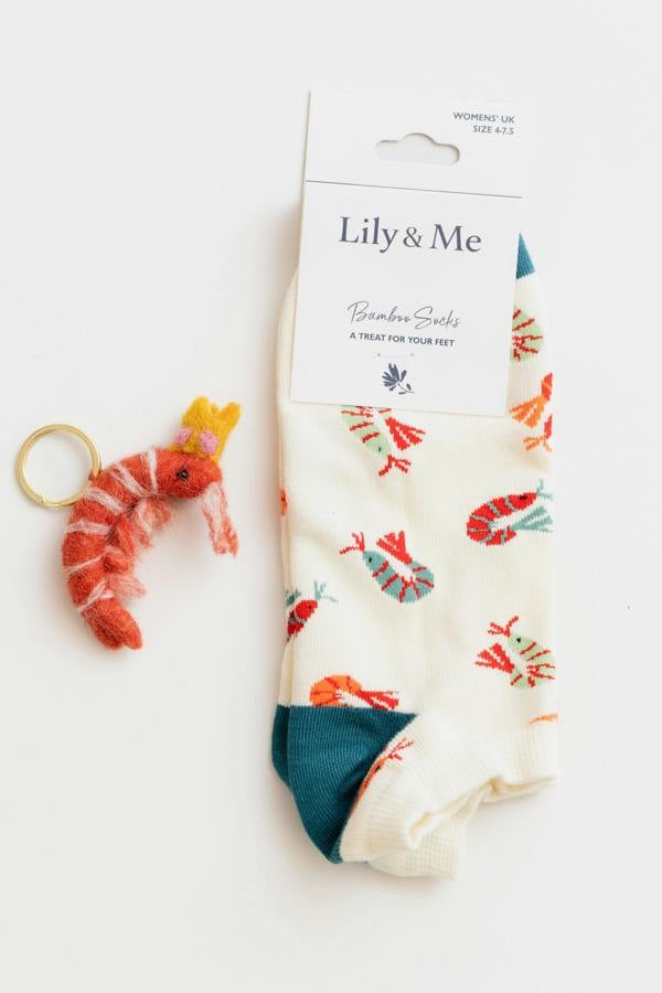 Klayton The Shrimp Bamboo Trainer Socks And Decoration Giftbox
