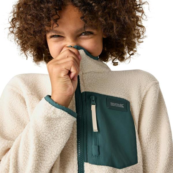 Regatta Childrens/Kids Frankie Colour Block Fleece Jacket - Light Vanilla/Mediterranea - 