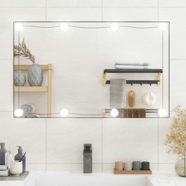 Berkfield Wall Mirror with LED Lights 50x80 cm Glass Rectangle