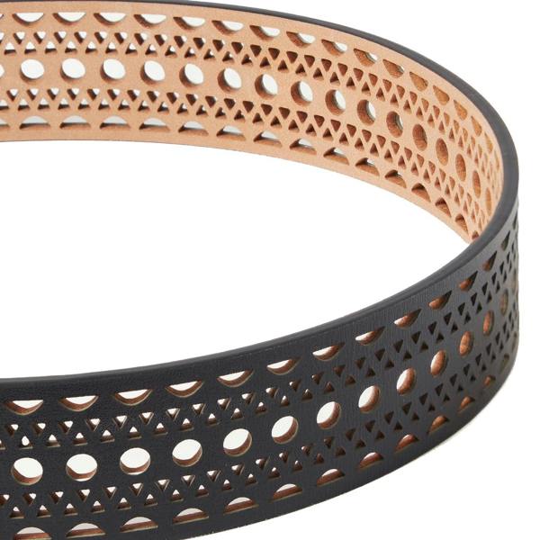 Alaia Vienne black belt in signature perforated leather