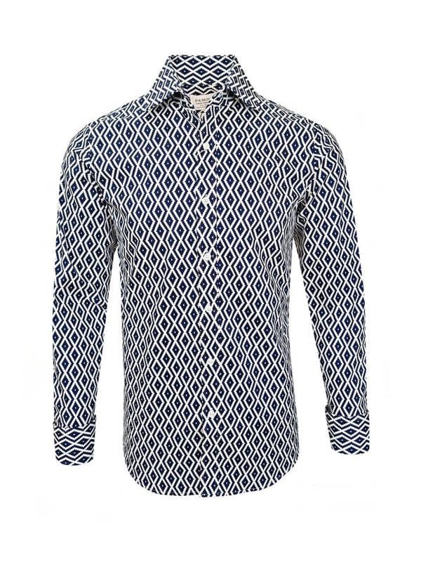 Navy Diamond Chevron Print Shirt
