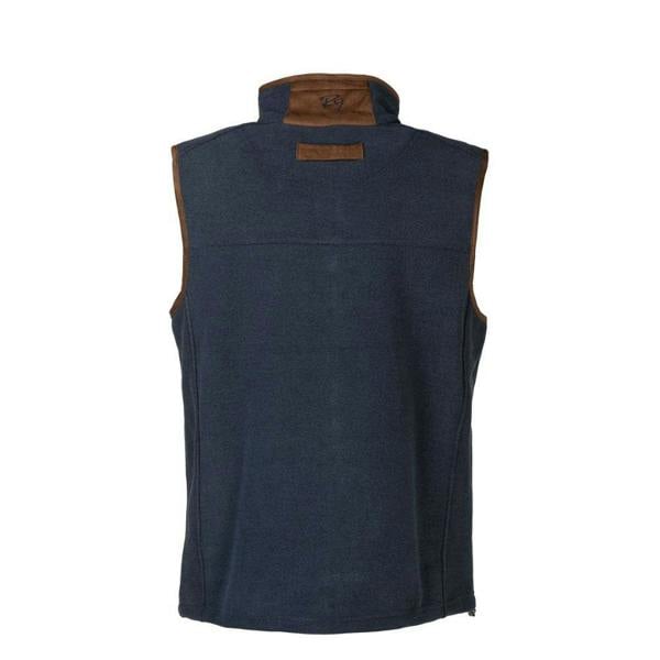 Rear view of the Rydale Men's Huggate Fleece Waistcoat in Marl Navy