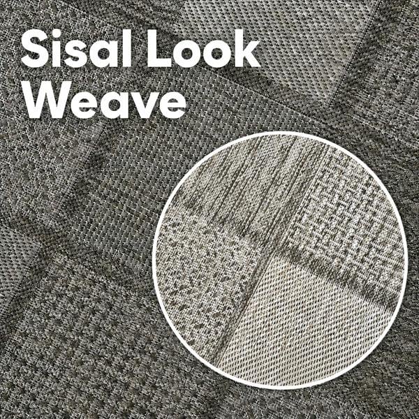 Non-Slip Rug for Kitchen, Dining Room and Hallway, Taupe Brown Flat Weave Sisal Look with Rubber Backing