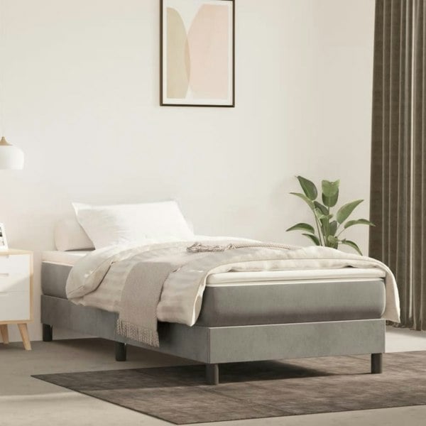 Berkfield Box Spring Bed Frame Light Grey 90x190 cm 3FT Single Velvet