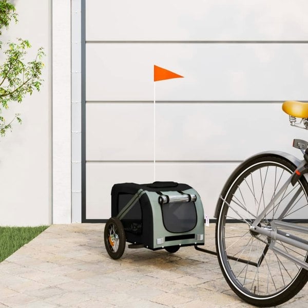 Berkfield Dog Bike Trailer Grey and Black Oxford Fabric and Iron