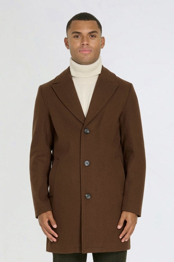 Harry Brown London Josh Wool Melton Overcoat - Brown