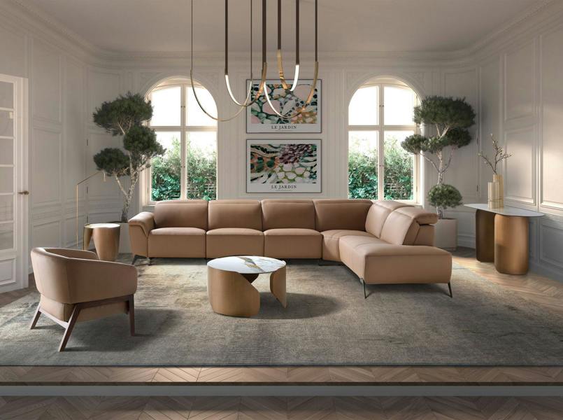 Angel Cerdá Modular corner recliner sofa in brown leather 6280/6281
