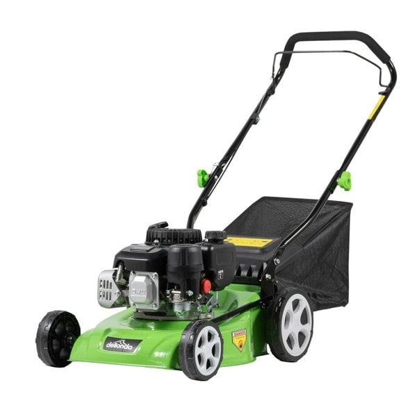 40cm 132cc 4-Stroke Petrol Lawnmower - Hand-Propelled Manual Grass Cutter Mower - LoopsDirect