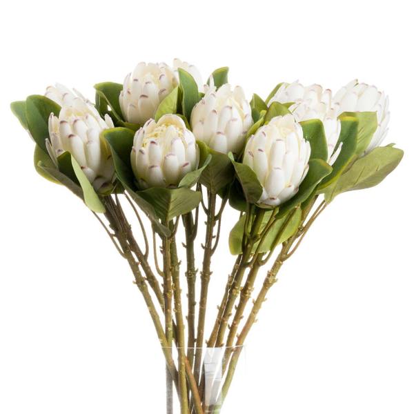 Wyld Haus Set of 3 Artificial Flowers Closed White Protea Stems