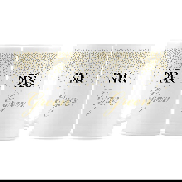Personalised Memento Company Personalised Gold Confetti Wedding Mug Set