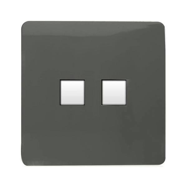 Trendi Switch 2 Gang Cat 3 Telephone Slave Socket in Charcoal Grey