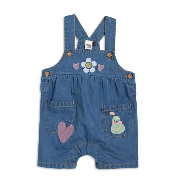 Mini Cuddles Baby Girls Fruit Print Dungaree 2pc Set , Multicolour