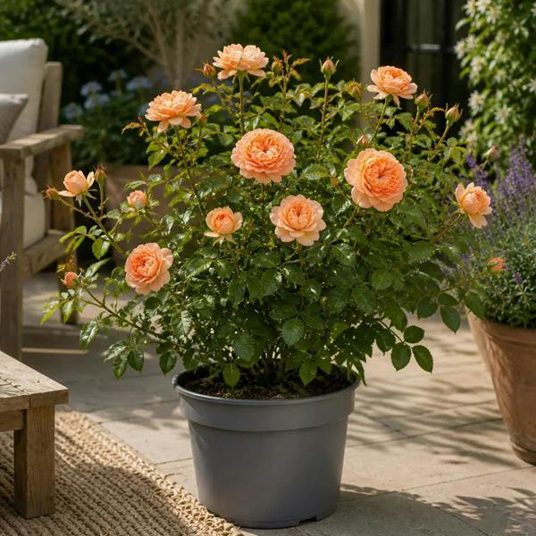 3L Happy Birthday Peach Rose Bush - Beautiful Flowering Plant Gift - Nursery Pot