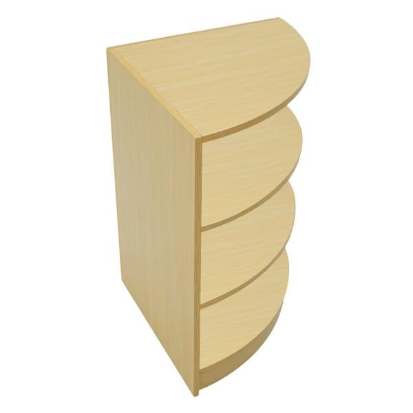 Maple Apollo LED shop counter set featuring a sleek, curved design with four spacious shelves for organized display and storage