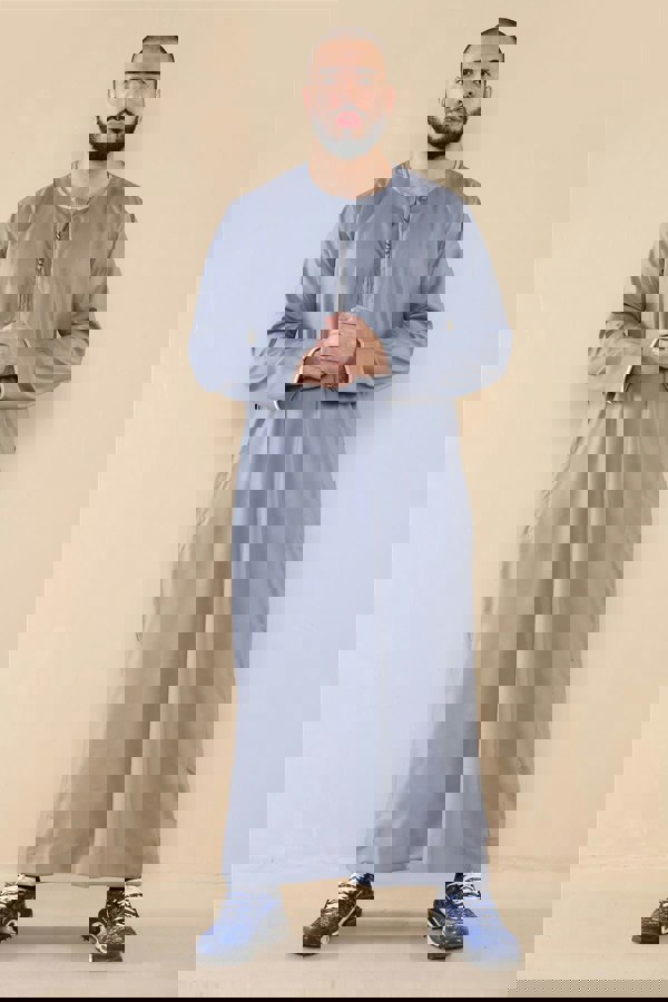 Thobez Men's Thobe Jubba Islamic Clothing Muslim Kaftan Emirati Omani Robe Arab Tassel