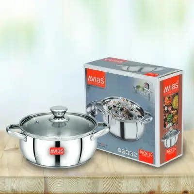 SS Utensils - Inox IB Belly Cookpot with GL (16 cm)