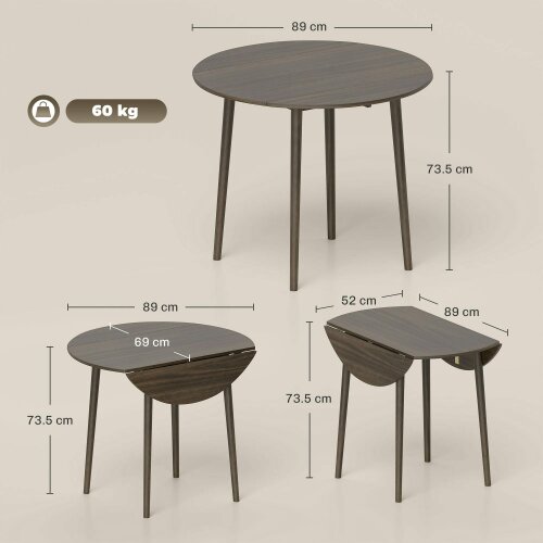 Wyld Haus Harapa Solid Wood Grey Round Folding Dining Table Seating 4 With TaFauxred Legs