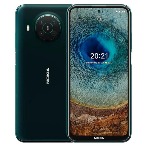 Nokia smartphone showing front and back on a white background