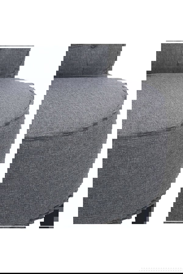 Living and Home Light Grey Modern Linen Upholstered Dressing Footstool with Black Legs