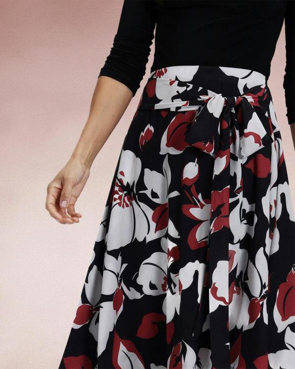 HotSquash Asymmetric Hem Skirt with Bow Ties