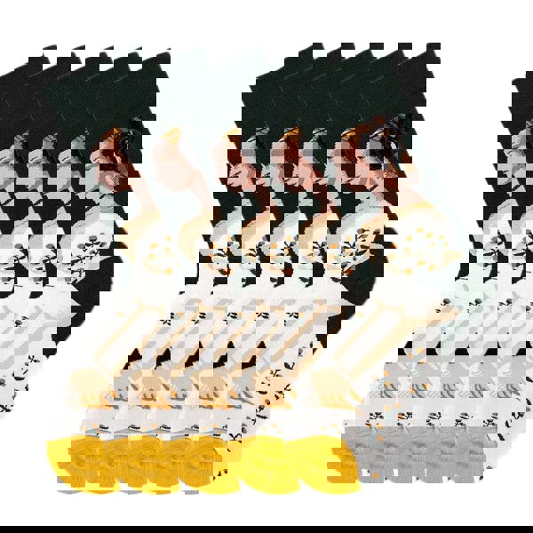 Anysox 5 Pairs Size 5-9 Fashion Socks Combed Cotton Art Abstract King and Queen Oil Painting Novelty Happy Funny Christmas Gift for Women