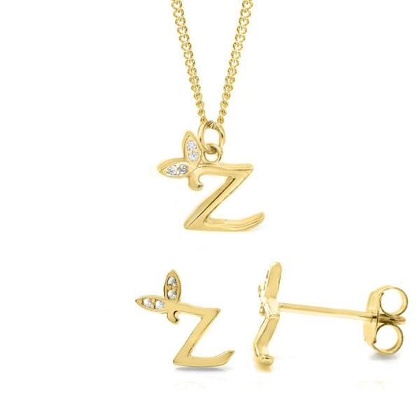 Say It With Dainty Winged Initial Bundle - Yellow Gold