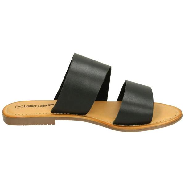 Leather Collection Ladies Leather Collection Double Strap Mules F00234