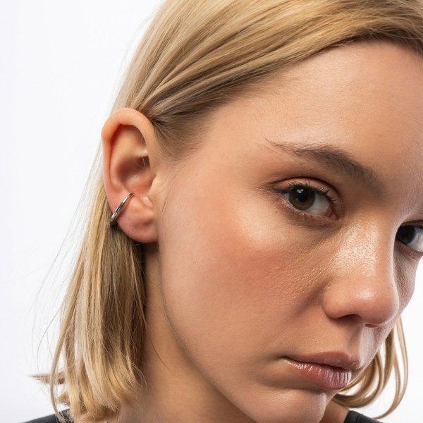 Spero London Fine Diamond Sterling Silver Ear Suspension Semi-Hoop Earrings