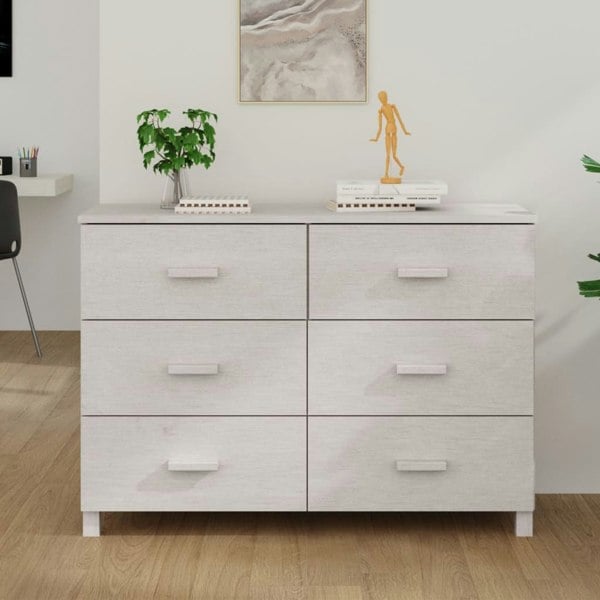 Berkfield Sideboard HAMAR White 113x40x80 cm Solid Wood Pine