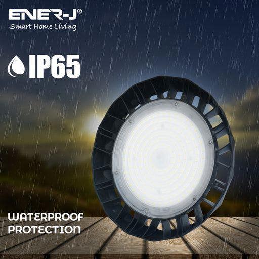 ENER-J 200W Pro UFO High Bay Light, 160 Lm/Watt, Power Adjustable (200W-160W-120W), CCT Adjustable, 1 Meter Output Cable, IP65, 5 Years Warranty