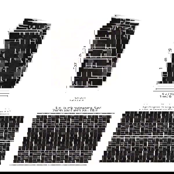 WT1589 - Glossy Black Porcelain Mosaic Wall Tile Sticker Set - 15 x 15 cm (6 x 6 in) - 24 pcs