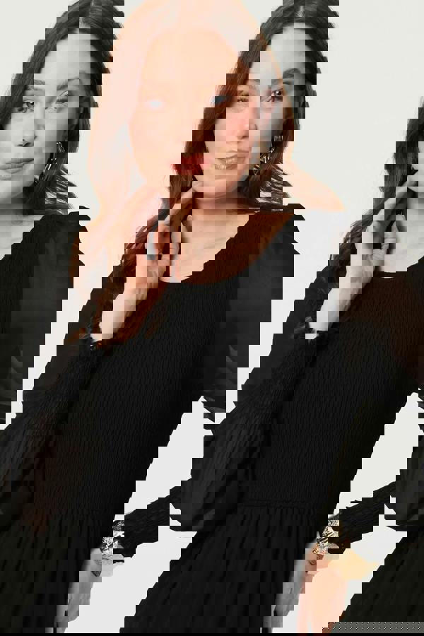 Black | Semi Sheer Layered Tiered Maxi Dress