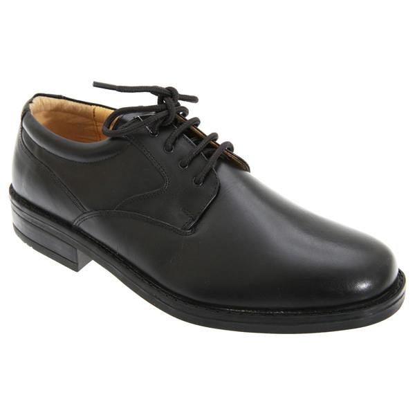 Roamers Mens Flexi Plain Leather Gibson Shoes - Black - 