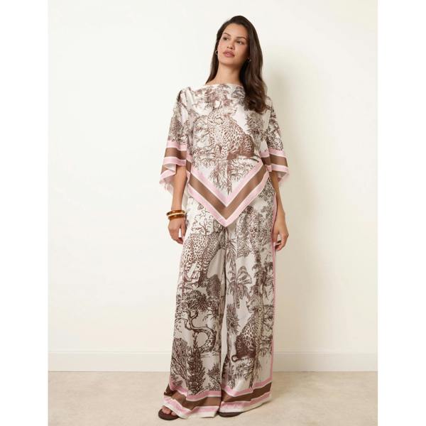 Blue Vanilla Scarf Print Trouser Set