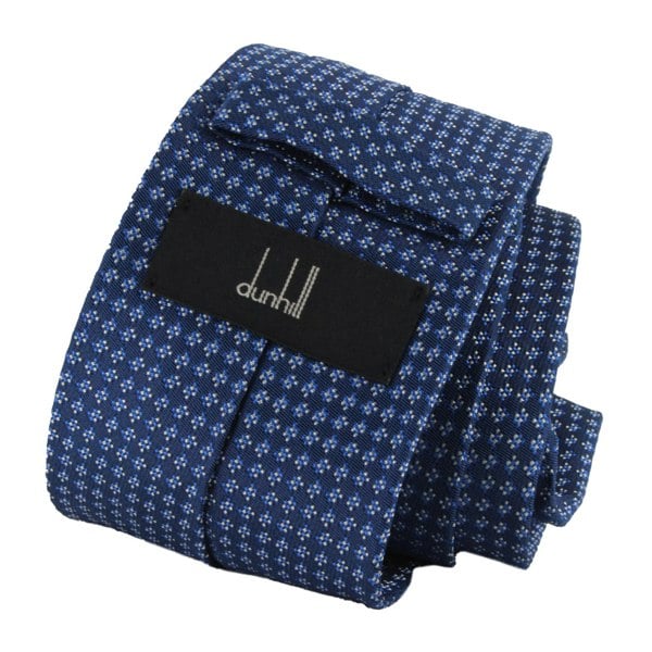 Dunhill jacquard-woven micro geometric patterned silk tie