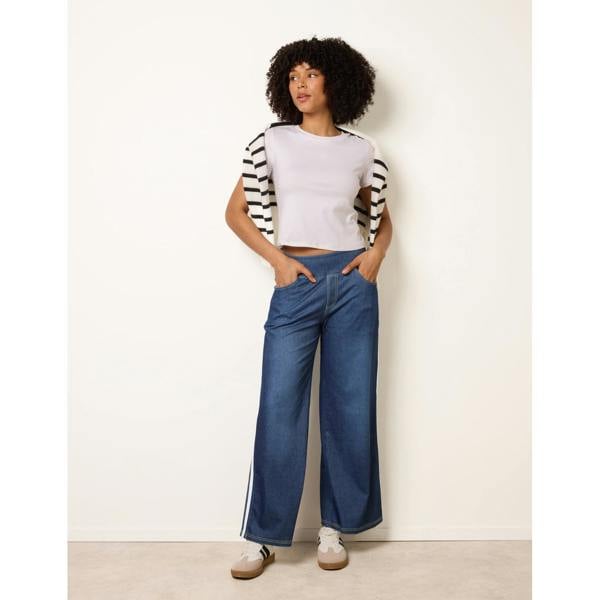 Blue Vanilla Multi Stretch Side Stripe Deep Waistband Trousers