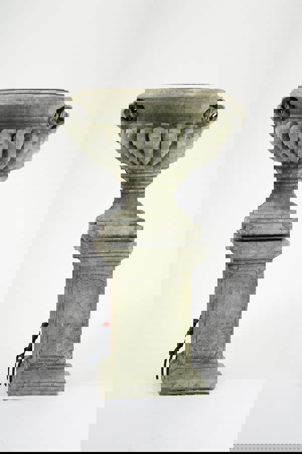 Very Large Stone Cast Garden Urn and Plinth