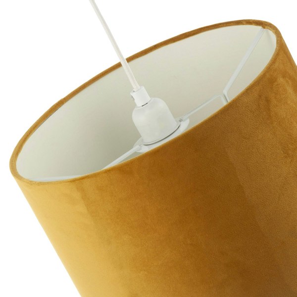 Soft Velvet Dark Mustard Fabric Round Lamp Shade for Table or Pendant Image 4