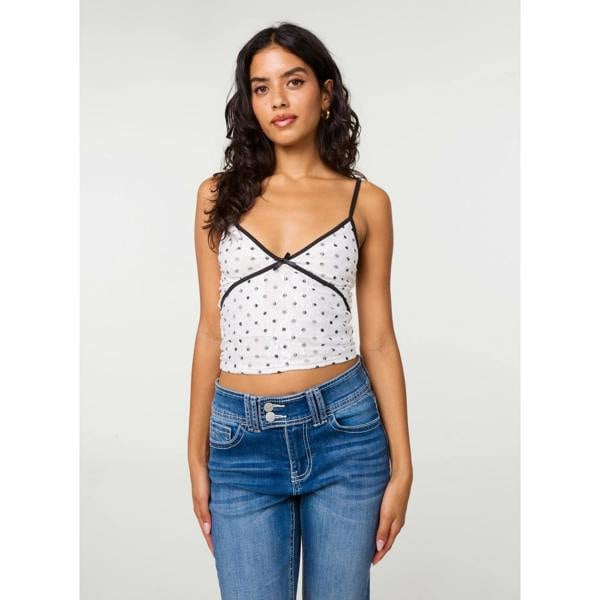 Pink Vanilla Polka Dot Lace Cami Top