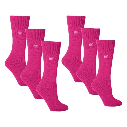 Heat Holders Ladies Original Thick Winter Thermal Socks (Multipack Options) - 4-8 UK - Cerise - 6 Pack