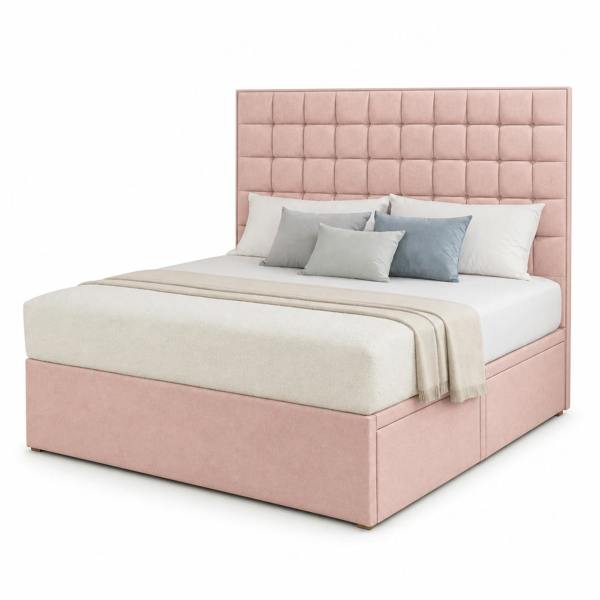 Great British Beds Small Cube Divan Bed - Pink Plush
