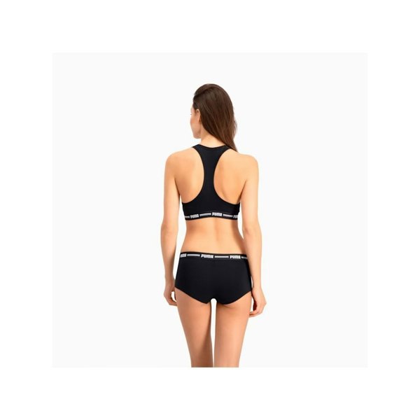 Puma Striped Logo Racerback Bra Top, Black