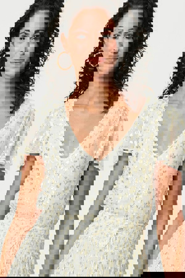 Gold | Animal Print Tassel Tie Maxi Dress
