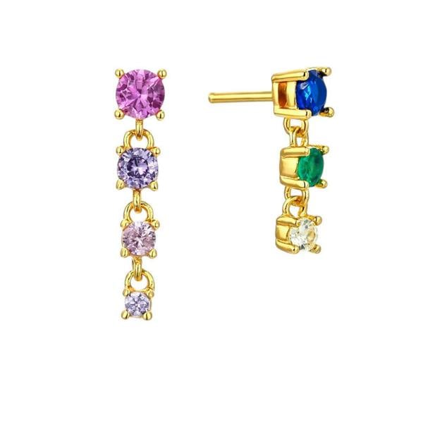 Gold Trip Rainbow Multi Gemstone Asymmetric Earrings