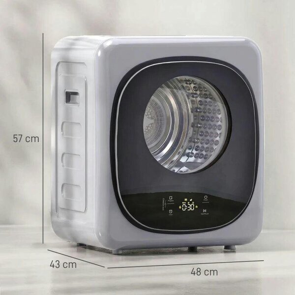 4kg Vented Tumble Dryer with 5 Drying Mode, 800W Compact Freestanding Front Tumble Dryer, Silver