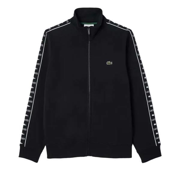 Lacoste Mens Logo Strip Zipped Sweatshirt - Black