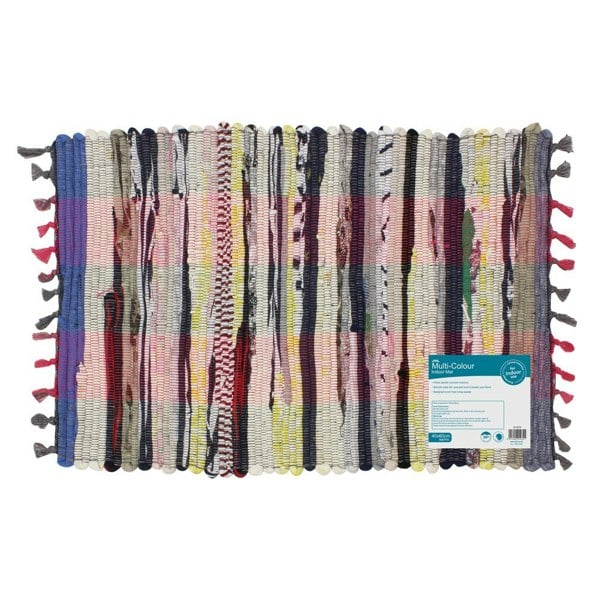 JVL Recycled Handmade Chindi Door Floor Mat 40x60cm, Multi